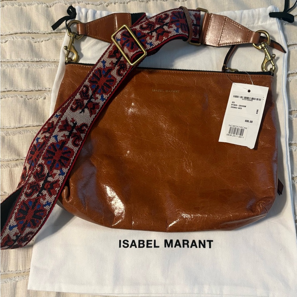 Brand new with tags Isabel Marant Nessah Leather Crossbody Bag in Cognac
